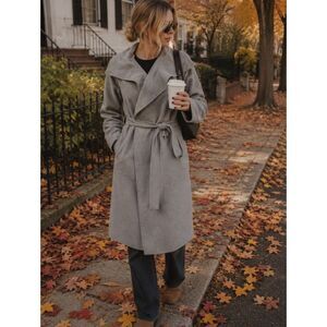 NWT Harper Harlow Grey Coat Duster Cardigan Overcoat Sweater Large Old Money